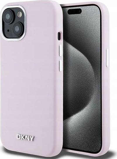 Kapak telefoni DKNY Liquid Silicone Magsafe, për iPhone 15, rozë