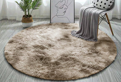 Тепих Living Round Shaggy Ombre Scandinavian, 120 cm, синтетичка волна, боја камила беж
