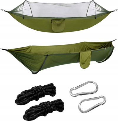 Hamak kampingu Survival, me rrjetë kundra mushkonjave, për 2 veta, jeshil