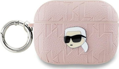 Mbulesë Karl Lagerfeld Monogram Karl Head për AirPods Pro 2, silikoni, rozë