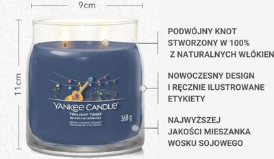 Qiri me erë Yankee Candle Twilight Tunes, kavanoz i mesëm me 2 fitila, deri 50 orë djegie, shumëngjyrësh