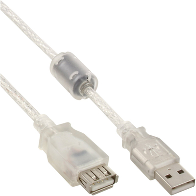 Kabllo zgjatues USB 2.0 InLine, Type A M/F, 3m, transparent