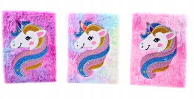 Ditar Plushe Unicorn Hairy Notes, 15 x 21 cm, me vija, ngjyra të ndryshme