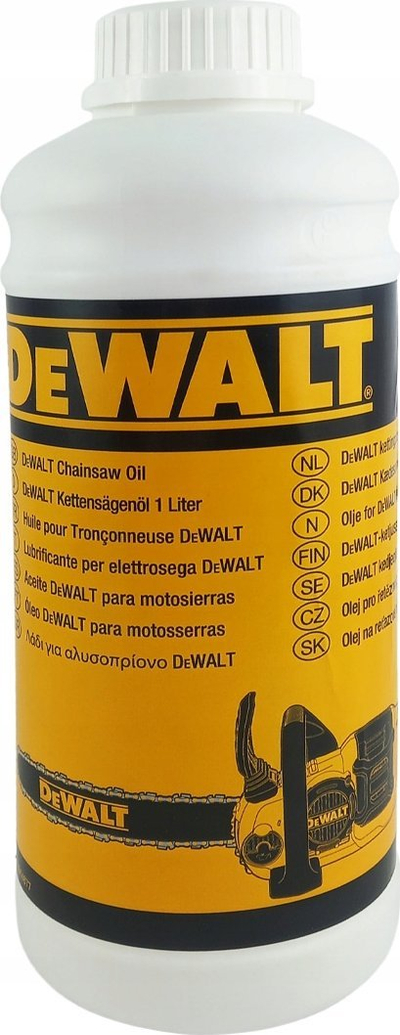 Vaj për sharrë DeWalt Chainsaw Oil, 1L, linja Pro Landscaping, i verdhë