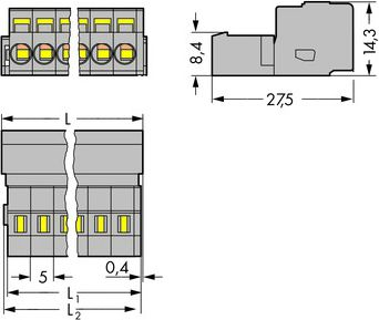 Lidhës Wago MCS MIDI Classic 231-604, 4 pole, hap 5mm, gri