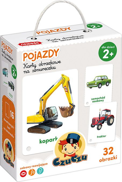 Илустративни карти Bright Junior Media CzuCzu Picture Cards On a String Vehicles, сет 32 парчиња, за деца