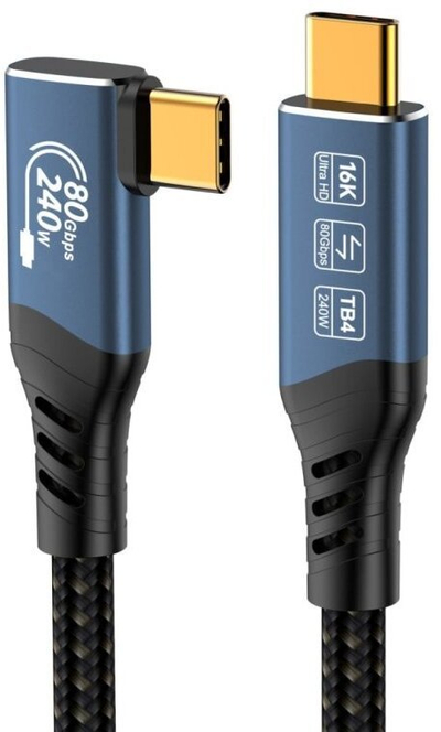 Kabllo USB4 PremiumCord Version 2.0, 80Gbps, 1m, e zezë