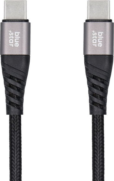 Kabllo karikimi Blue Star USB C në USB C, 60W 3A, 1.2m, e zezë