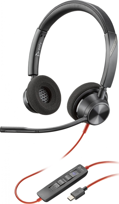 Kufje stereo HP Poly Blackwire 3320, USB C, përshtatës USB A, të zeza