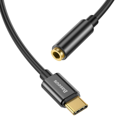 Adapter audio Baseus L54, USB C në 3.5mm, i zi