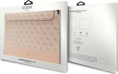 Futrollë laptopi Guess 4G Smooth, 13/14", PU, rozë