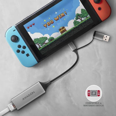 Kartë rrjeti USB Axagon ADE-TXCA, Gigabit Ethernet, trup metal, gri