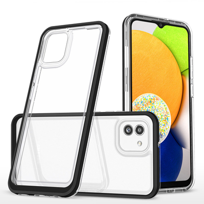 Mbështjellëse telefoni Hurtel Clear 3n1 për Samsung Galaxy A03, silikon transparente, me kornizë të zezë
