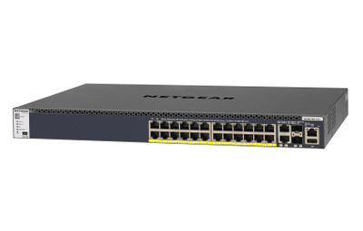 Switch i menaxhuar NETGEAR GSM4328PA, 28 porte 10G, PoE+, i zi
