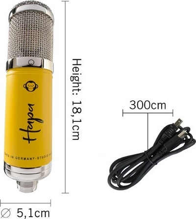 Mikrofon kondensator Monkey Banana Hapa, USB, kardioid, i verdhë