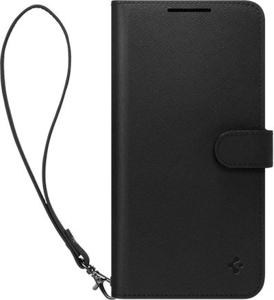 Këllëf telefoni Spigen Wallet S Plus për Samsung Galaxy A54 5G, lëkurë PU, me portofol, ngjyrë e zezë
