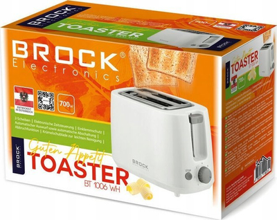 Toaster Brock BT 1006 WH, 700W, 2 feta, i bardhë