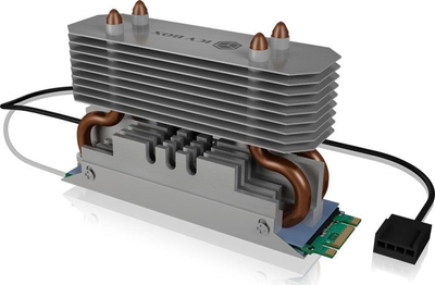 Ftohës SSD M.2 ICY BOX IB-M2HSF-702, me ventilator, me heatpipe, ngjyrë argjendtë