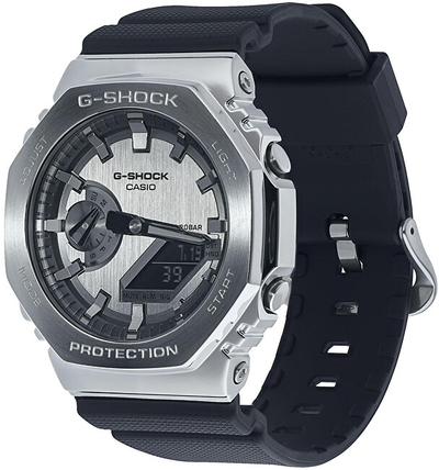 Orë për femra Casio G-Shock GM-2100-1AER Metal Covered (619), e zezë/argjendtë