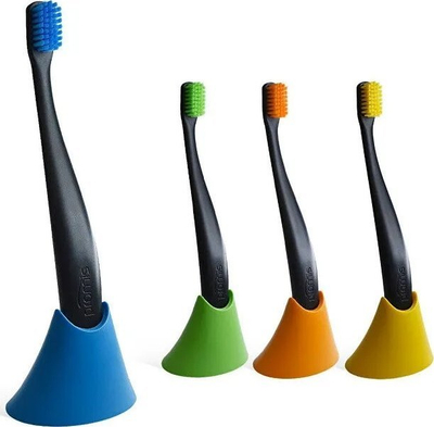 Mbajtëse furçash dhëmbësh Promis Double Stand, për 2 furça, bioplastikë, blu