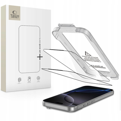 Qelq mbrojtës Tech-Protect Quick Set+, 2 copë, për iPhone 17 Pro Max, i zi