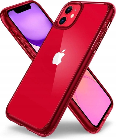 Mbulesë telefoni Spigen Ultra Hybrid për iPhone 11, transparente, me kënde të forcuara, e kuqe