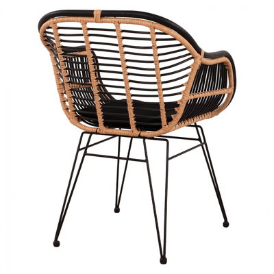 Poltron Allegra HM5663, metal wicker, me jastëk, bezhë e zezë