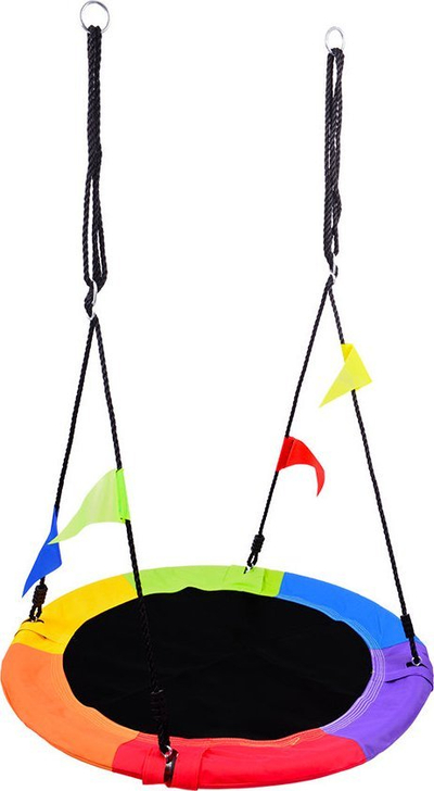Lëkundëse Stork Nest Funfit, diametër 110cm, kapacitet 150kg, shumëngjyrëshe