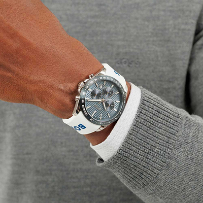 Orë dore për meshkuj Hugo Boss Strike 1514238, e bardhë