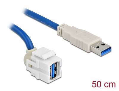 Modul keystone Delock 86871, USB 3.0 Type A, kabllo 50 cm, i bardhë