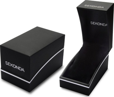 Orë dore për burra Sekonda 3134, analoge, me kornizë të artë, ekran të bardhë