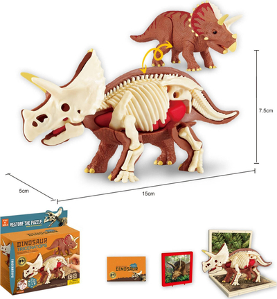 Lodër montuese dinosauri Trifox, set skeleti, edukative për kalamaj