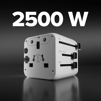 Adaptues udhëtimi SBS Teadaptuni, universal, 2500W 10A, i bardhë