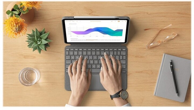 Mbrojtëse Logitech me tastierë për Apple iPad Pro 11 "(gjenerata 1, 2, 3), US, e hirtë