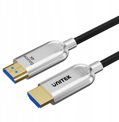 Kabllo HDMI Unitek OPTICAL AOC 2.0, 20m, 4K 60Hz, e zezë