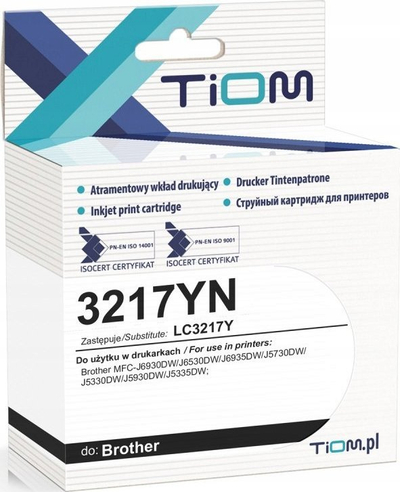 Bojë printeri Tiom Ink për Brother LC3217Y, 15ml, e verdhë