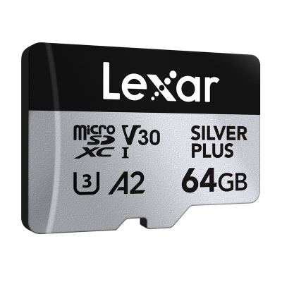 Kartë memorie Lexar MicroSDXC Silver Plus, 64GB, UHS-I V30 A2, paketim 2 copë