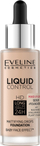 Fondatinë Eveline Liquid Control HD 050 Golden Beige, 32ml, mbulim i lartë, efekt mat