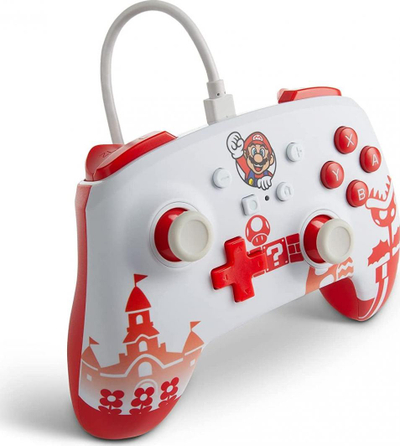 Kontroller PowerA Mario, me kabllo, i bardhë