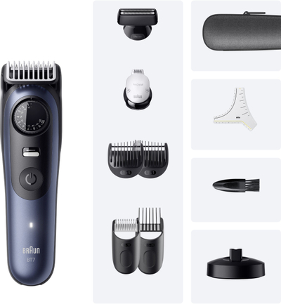 Тример за брада Braun Series 7 BT7540, 10 алатки за стилизирање, црн