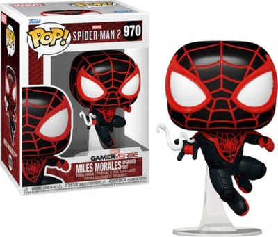 Figurë koleksionu Funko Pop Spider-Man 2 Miles Morales Upgraded Suit, 10cm, vinyl, e zezë me të kuqe