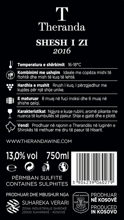 Verë e kuqe - Shesh i Zi
