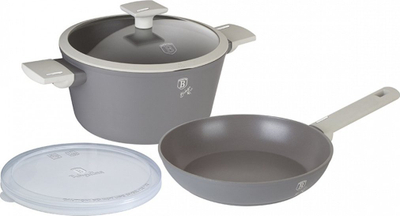 Set tenxheresh dhe tigani Berlinger Haus BH-7079 Aspen, veshje titani, i përshtatshëm për induksion, gri