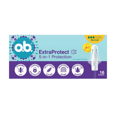Tampona higjienike o.b. ExtraProtect Normal, pa aromë, 16 copë