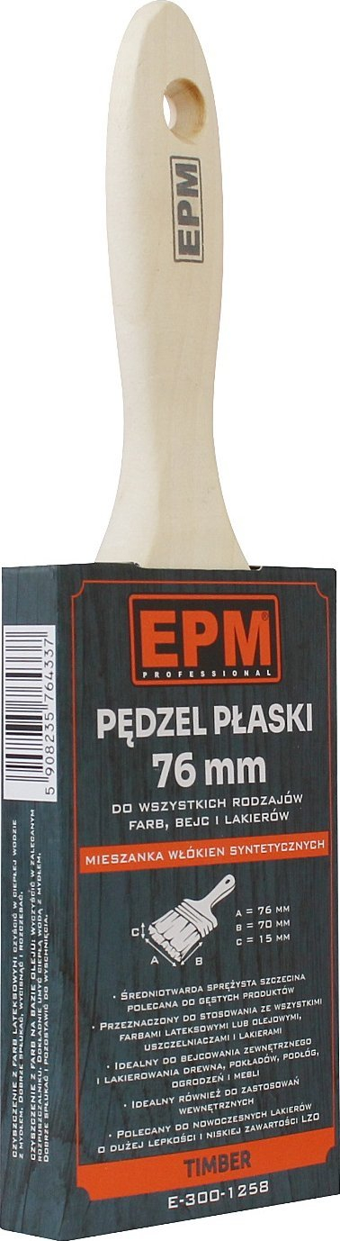 Furkë lyerje e sheshtë Flat English Brush Timber, 76mm 3", për dru
