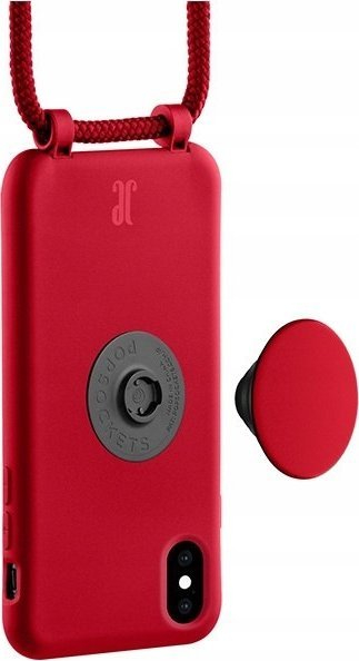 Mbrojtëse telefoni Just Elegance PopGrip për Apple iPhone X/Xs, TPU, me shirit varëse, e kuqe