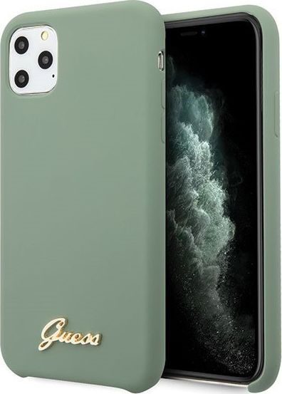 Futrollë telefoni Guess GUHCN58LSLMGKA, për iPhone 11 Pro, silikon, khaki me logo me ari
