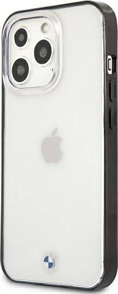 Kapak telefoni BMW Signature Collection për iPhone 13 Pro Max, shpinë transparente, kornizë e zezë