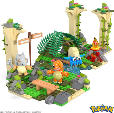 Lodër me kuba MEGA Pokémon Jungle Ruins, 464 pjesë, 3 figurina, shumëngjyrëshe