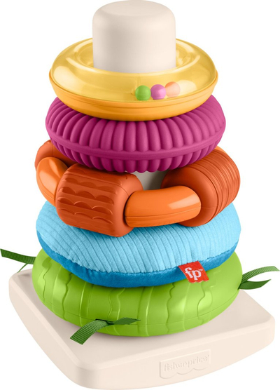 Lodër grumbulluese Fisher-Price Rock-a-Stack Roly-Poly, shqisore, shumëngjyrëshe